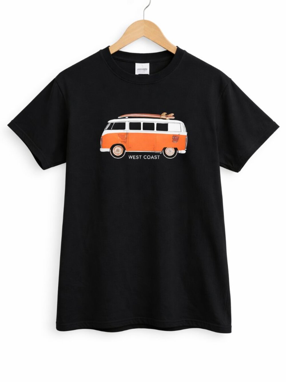 VINTAGE | West Coast Camper Van Black Cotton Crewneck Tee Shirt – Medium